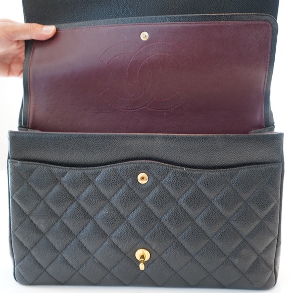 Chanel Double Flap Maxi in Black Caviar with Gold Hardware - Picture 9 of 12